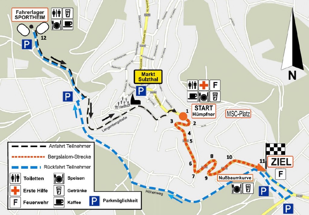 Streckenplan Bergslalom Sulzthal mit Anmerkungen
